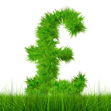 Conceptual green grass 3D font isoalted