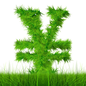 Conceptual green grass 3D font isoalted