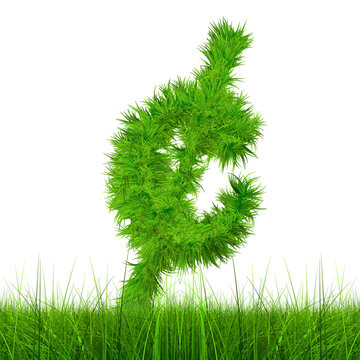 Conceptual green grass 3D font isoalted