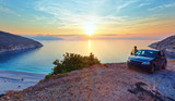 Fototapeta  - Sunset on Myrtos Beach (Greece,  Kefalonia, Ionian Sea).