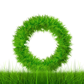 Conceptual green grass 3D font isoalted
