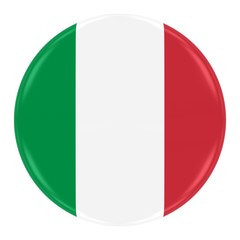 Wall Mural - Italian Flag Badge - Flag of Italy Button Isolated on White