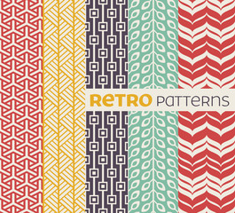 Set of vector seamless patterns in retro style.