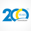 200 years anniversary logo. Template logo 200th anniversary with a circle in the form of a graph and the number 20
