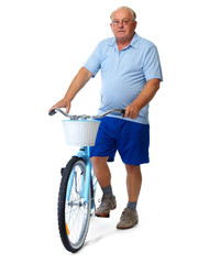 Sticker - Elderly man with bicycle.