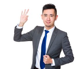 Canvas Print - Asian Young Businessman with ok sign gesture