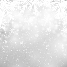 Silver Christmas Background With Snowflakes 