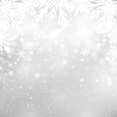 Silver Christmas background with snowflakes 