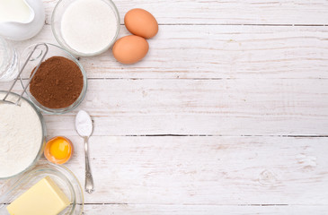 Baking cake ingredients . Background.