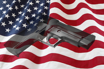 Wall Mural - Gun and flag