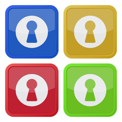 Poster - set of four square icons with keyhole