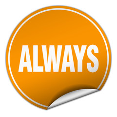 always round orange sticker isolated on white
