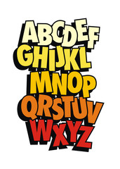 Wall Mural - Vector alphabet. Comic style font type