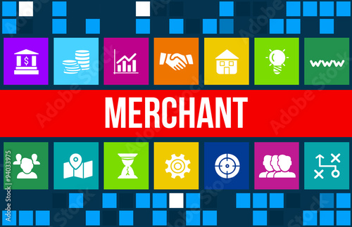 Fotografía Merchant concept image with business icons and copyspace