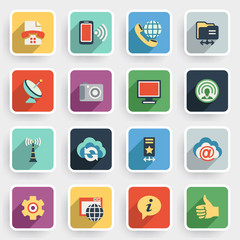 Canvas Print - Communication modern flat icons with color buttons