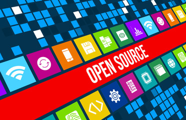 Wall Mural - open source concept image with business icons and