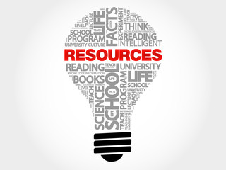 Poster - RESOURCES bulb word cloud, business concept