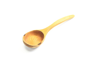 old retro wooden spoon on white background