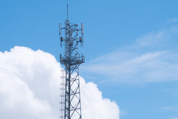 Antenna tower technology with white cloud