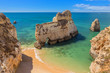 Magical beaches of Portugal for tourists. Algarve, Albufeira.