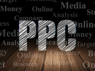 Wall Mural - Advertising concept: PPC in grunge dark room