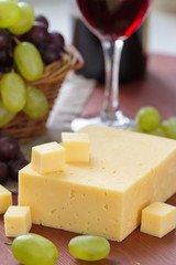 Cheese, grape and red wine