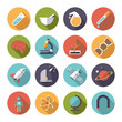 © eyewave - Circular science and research icons vector set. Collection of 16 flat design science and research themed vector icons incircles