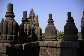 détails sculptés à Prambanan