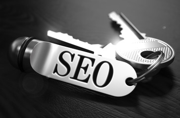 Poster - SEO Concept. Keys with Keyring.