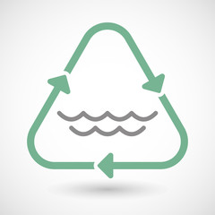 Sticker - Line art recycle sign icon with a water sign