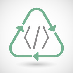 Line art recycle sign icon with a code sign