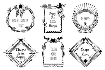 Tribal design frames with text