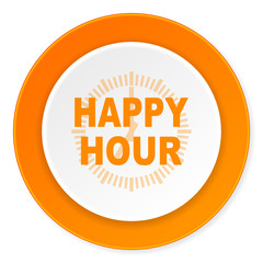 Poster - happy hour orange circle 3d modern design flat icon on white background