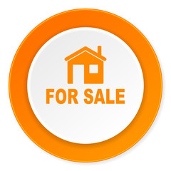 Sticker - for sale orange circle 3d modern design flat icon on white background