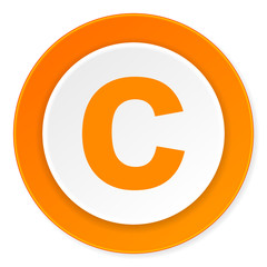 Poster - copyright orange circle 3d modern design flat icon on white background