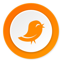 Poster - twitter orange circle 3d modern design flat icon on white background