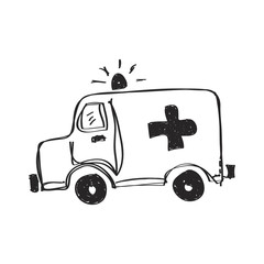 Wall Mural - Simple doodle of an ambulance