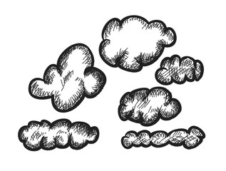 Wall Mural - set doodle clouds icons