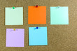 © bogdanvija - Empty colored notes on a cork pin board