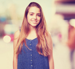 Wall Mural - young woman smiling over white background