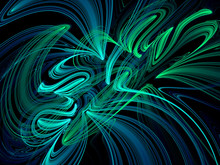 Abstract Computer-generated Image Futuristic Flower On A Black B