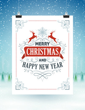 Christmas Card Hanging on Strings