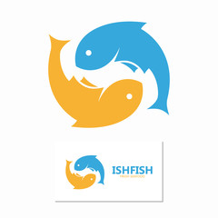 Poster - Vector fish design logo template. Seafood design concept. 