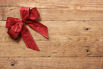 Wall Mural - Red Ribbon on Wood for background