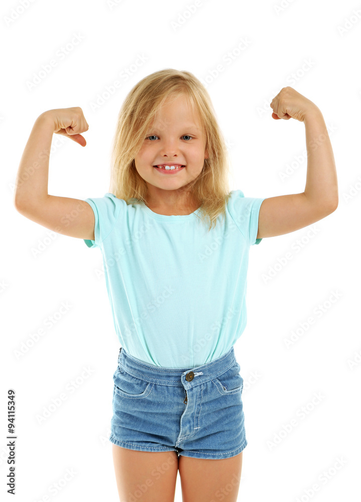 Beautiful little girl, isolated on white