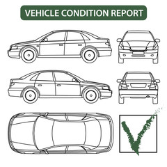 Vehicle condition report (car checklist, auto damage inspection) vector