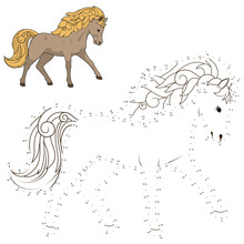 Connect Dots To Draw Wild Horse Educational Game
