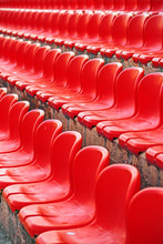 Rows Of Red Empty Stadium Seats