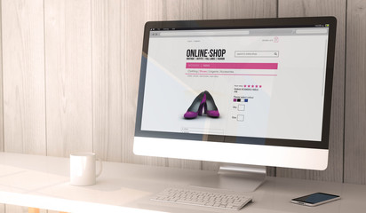 Poster - desktop computer online shopping