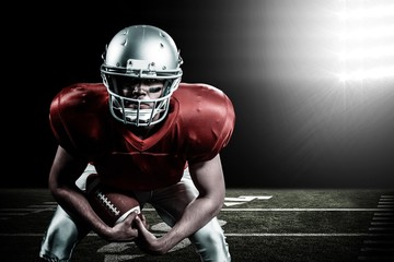 Wall Mural - Composite image of portrait of american football player